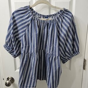 Old Navy Navy and White Striped Blouse